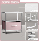 Sorbus 1 Drawer Shelf Storage Nightstand - Kids Bedside Furniture End Table Night Stand with Steel Frame Wood Top & Easy Pull Fabric Bins. Dresser & Chest for Home Bedroom Accessories Office & College Sorbus