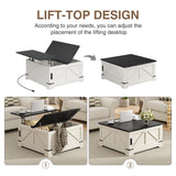 Vabches 31.5" Lift Top Coffee Table with Storage, Farmhouse Square Coffee Tables for Living Room, Center Table with Charging Station and Hidden Space, White Vabches