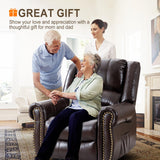 CDCASA Dual Motor Lay Flat Lift Chairs Recliners for Elderly with Massage and Heat, Breathable Leather Infinite Position Large Sleeping Electric Power Lift Chair Recliner for Seniors, Brown CDCASA