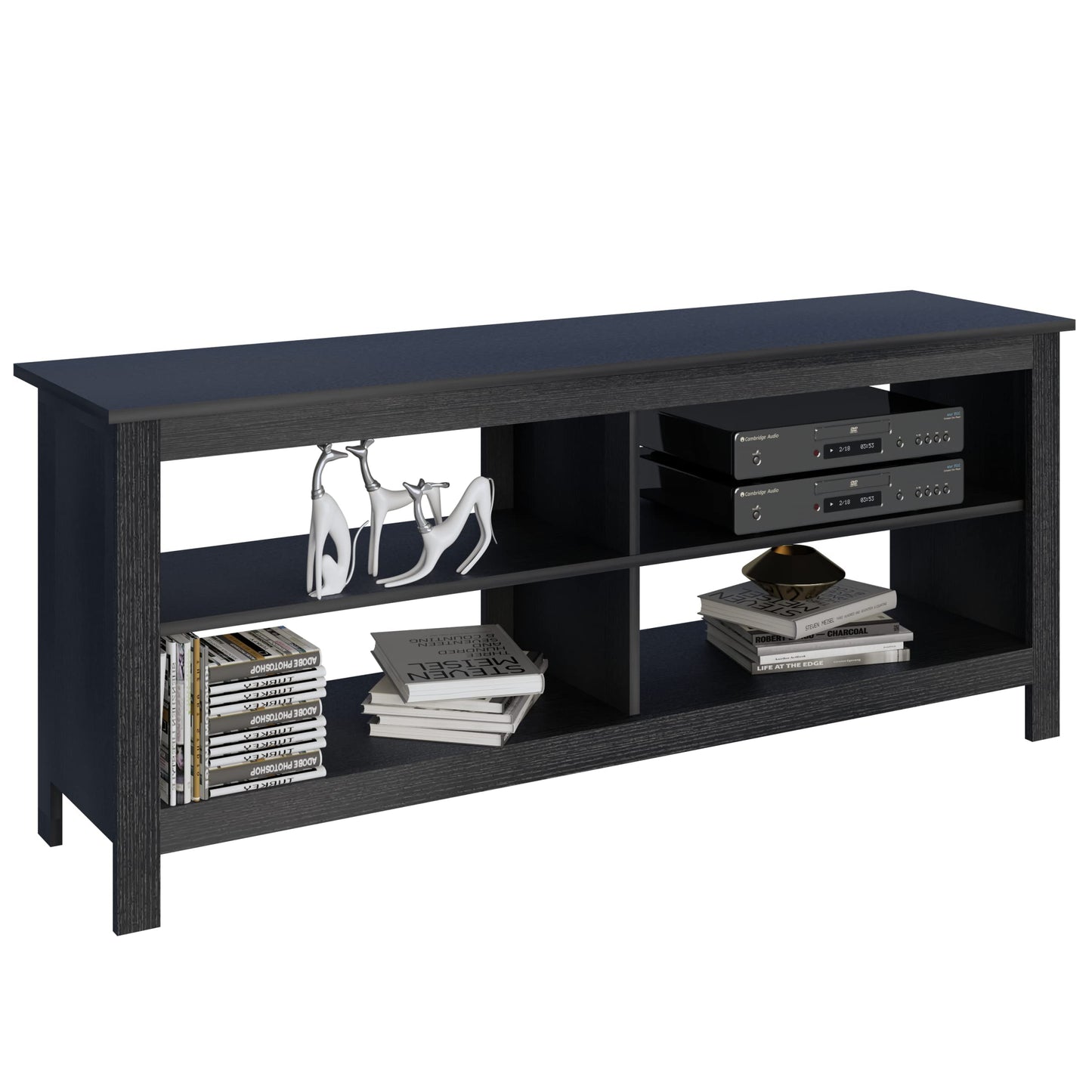 Panana Black TV Stand for 50 inch TV, Storage Shelves, Entertainment Center, Media Console, Living Room, Bedroom - WoodArtSupply