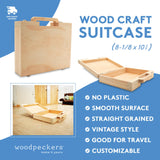 Wood Suitcase 8-1/8 x 10 inch, Pack of 1 Unfinished Wooden Boxes for Crafts, Travel Friendly Memory Boxes for Keepsakes, by Woodpeckers Woodpeckers