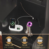 Makeup Vanity Desk with Mirror & Lights, 58.3" Makeup Vanity with Lights & Charging Station, Dressing Table Vanity Set for Bedroom, White Vanity Table with Cushioned Stool, 8 Drawers & 2 Cabinet Black TOKSOM