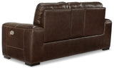 Signature Design by Ashley Alessandro Contemporary Tufted Leather Power Reclining Loveseat with Console and Adjustable Headrest, Dark Brown Signature Design by Ashley