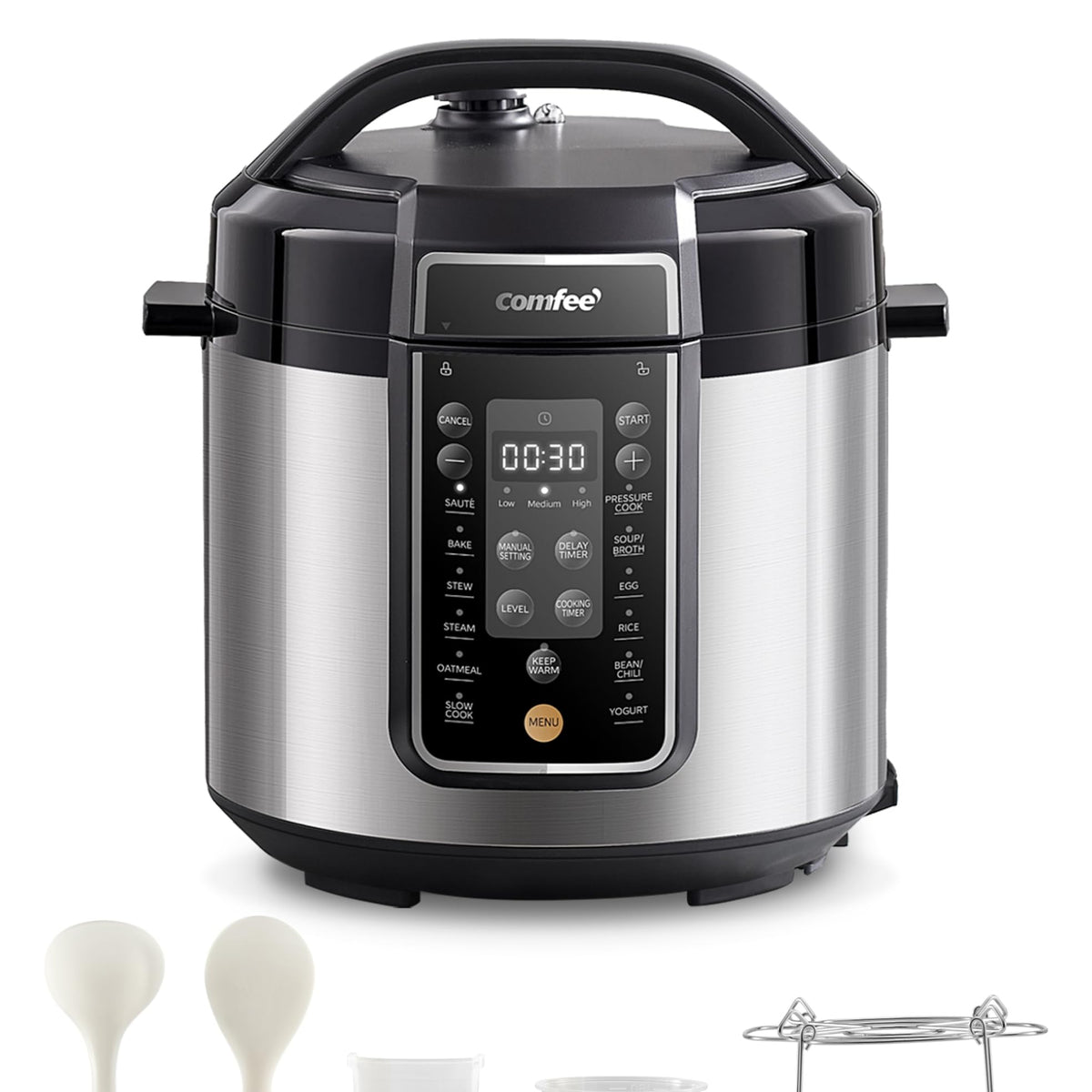 COMFEE’ Pressure Cooker 6 Quart with 13 Cooking Functions, Olla de Pre ...