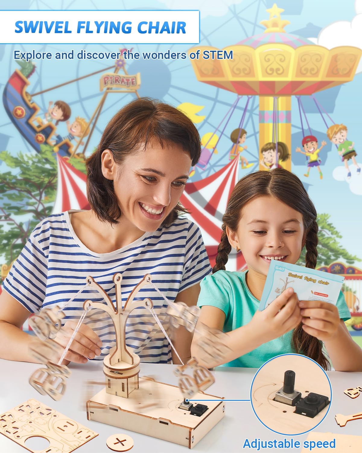 Poraxy STEM Kits for Kids Ages 8-10-12, 5 Set Wooden 3D Puzzles, Educational Science Experiment Building Projects Crafts, Toys for Ages 8-13, Birthday Gifts for Boys Girls 8 9 10 11 12 13 Years Old Poraxy