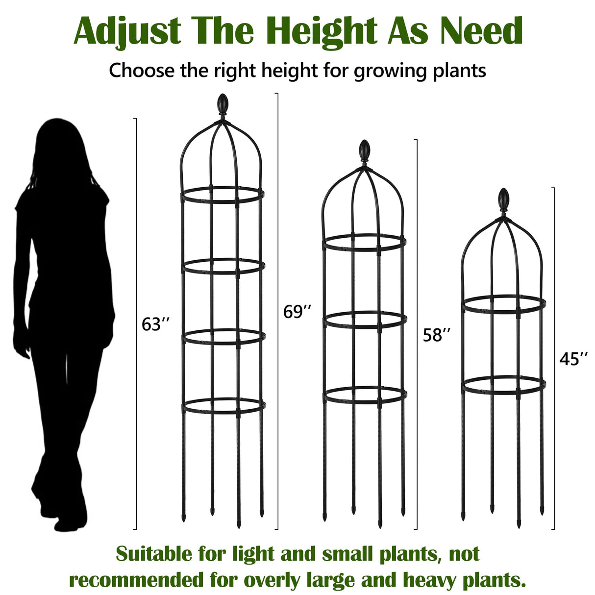 2 Pcs Garden Obelisk Trellis for Climbing Plants Outdoor 6 Ft Rose Bush Round Trellis for Pots Rustproof Metal Plant Flower Trellises for Clematis Vine Jasmine Support Outdoor Indoor Miuwauer