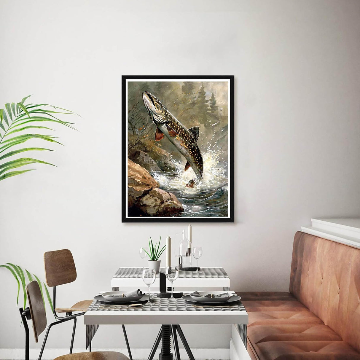 Bimkole 5D Diamond Art Kits for Adults Fish, Full Drill DIY Rhinestone Embroidery Set Paint with Diamonds Art by Number Kits Cross Stitch Home Wall Craft Decoration Animal 12x16 inch Bimkole