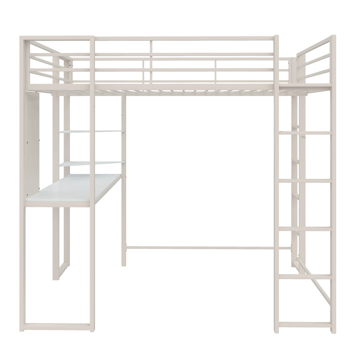 DHP Abode Full Size Metal Loft Bed, Off-White DHP