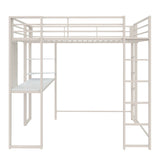 DHP Abode Full Size Metal Loft Bed, Off-White DHP