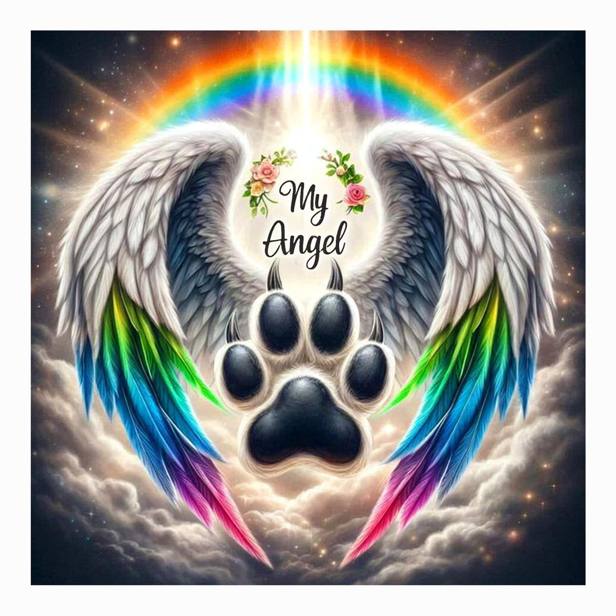 FHBUBPUP Angel Diamond Painting Kits for Adults, Dog Diamond Art Kits for Beginners - DIY Full Drill Round Diamond Dot Gem Art, Craft Gift Suitable for Home Wall Decoration 12×12Inch FHBUBPUP