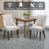 mikibama Linen Dining Chairs Set of 6 Channel Tufted Kitchen Dinner Chair Comfy Fabric Upholstered Accent Chair for Dining Room with Solid Wood Legs (beige 6pc) mikibama