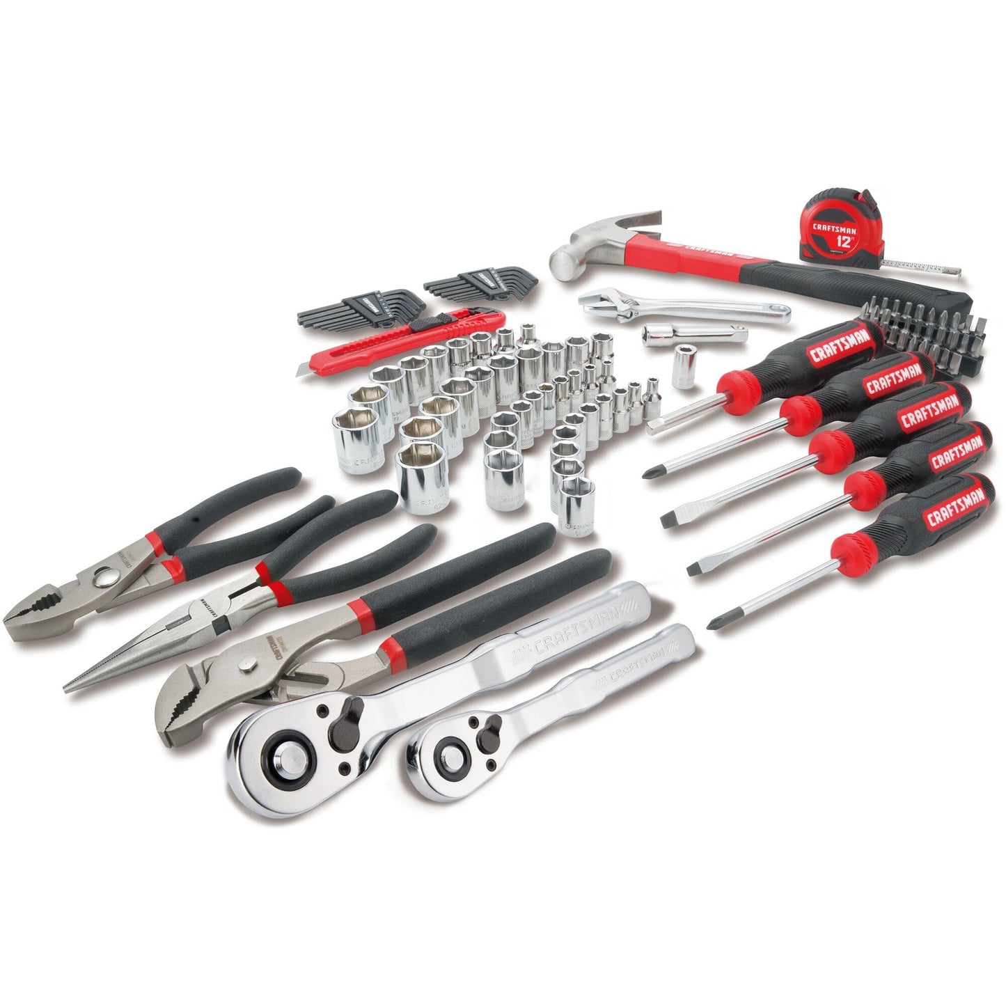 CRAFTSMAN Mechanics Tool Set, 102 Piece Hand Tool and Socket Set SAE/Metric (CMMT99449) - WoodArtSupply