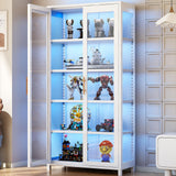 Display Cabinet with Glass Doors, 5-Tier Curio Cabinet with 4 Adjustable Shelves for Collectibles Toy Organizers Rack & Display Shelf, Kids Bookcase for Bedroom, Reading Nook, Living Room (White) YGWBGA