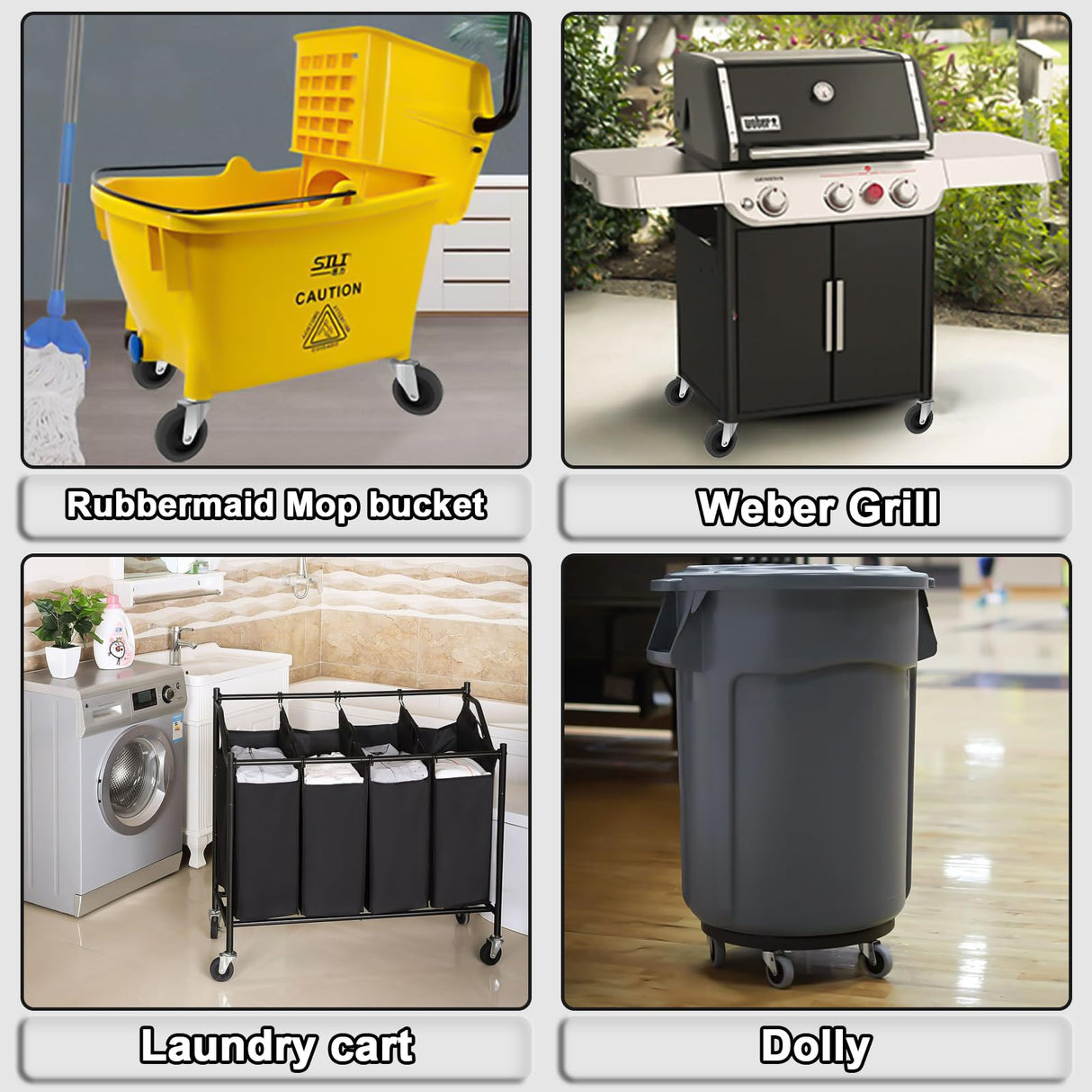 4 Inches Stem Caster Wheels,7/16-Inch Stem Diameter Swivel Rubber Casters,Heavy Duty TPR Replacement Wheels for Rubbermaid Mop Bucket Utility Cart Shop Vac Weber Grills - 4 Pack AAGUT