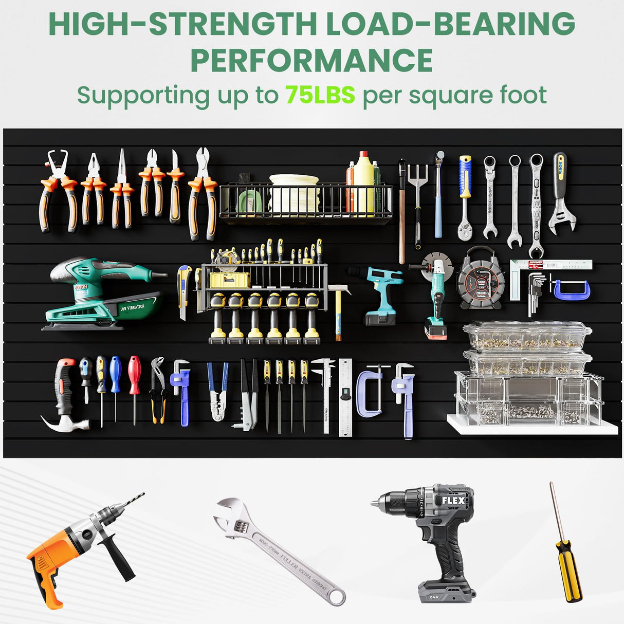 2pcs 4 x 8ft Slat Wall Panels Garage Wall Organizer, Heavy PVC Wall Hanger with 12 Hooks, Slatwall Panel Wall Storage Systems for Garage Wall Storage, Slatted Wall Panels - Black Maeklon