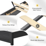 Farmhouse Queen Bed Frame with 49" Tall Headboard - LUXOAK Wooden Platform Bed, Noise-Free & No Box Spring Needed, Black LUXOAK