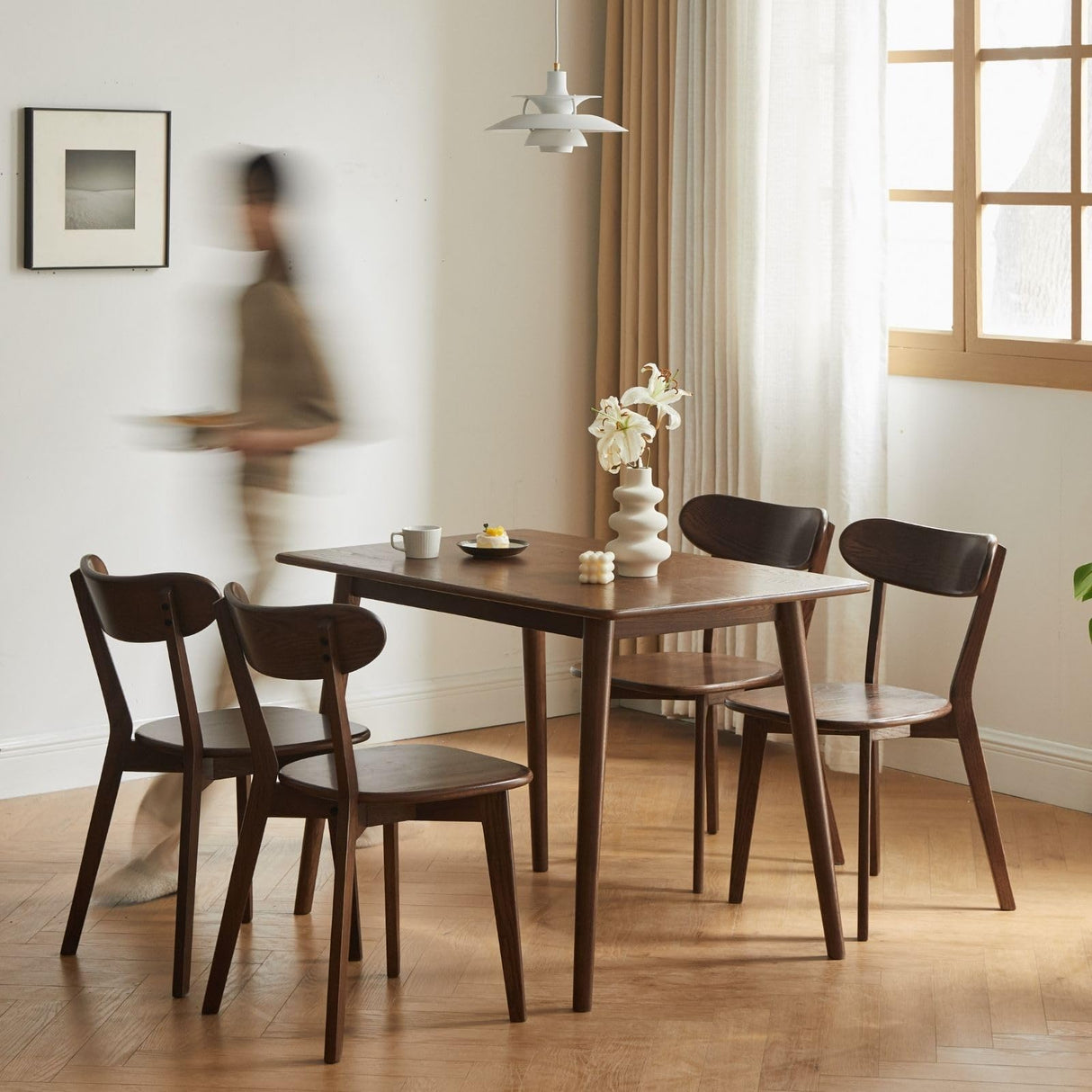 Wayshome 100% Solid Oak Wood Dining Chairs - Kitchen Chairs Set of 1,Study Chair Modern Classic Design for Elevated Living (walnut-1) Wayshome