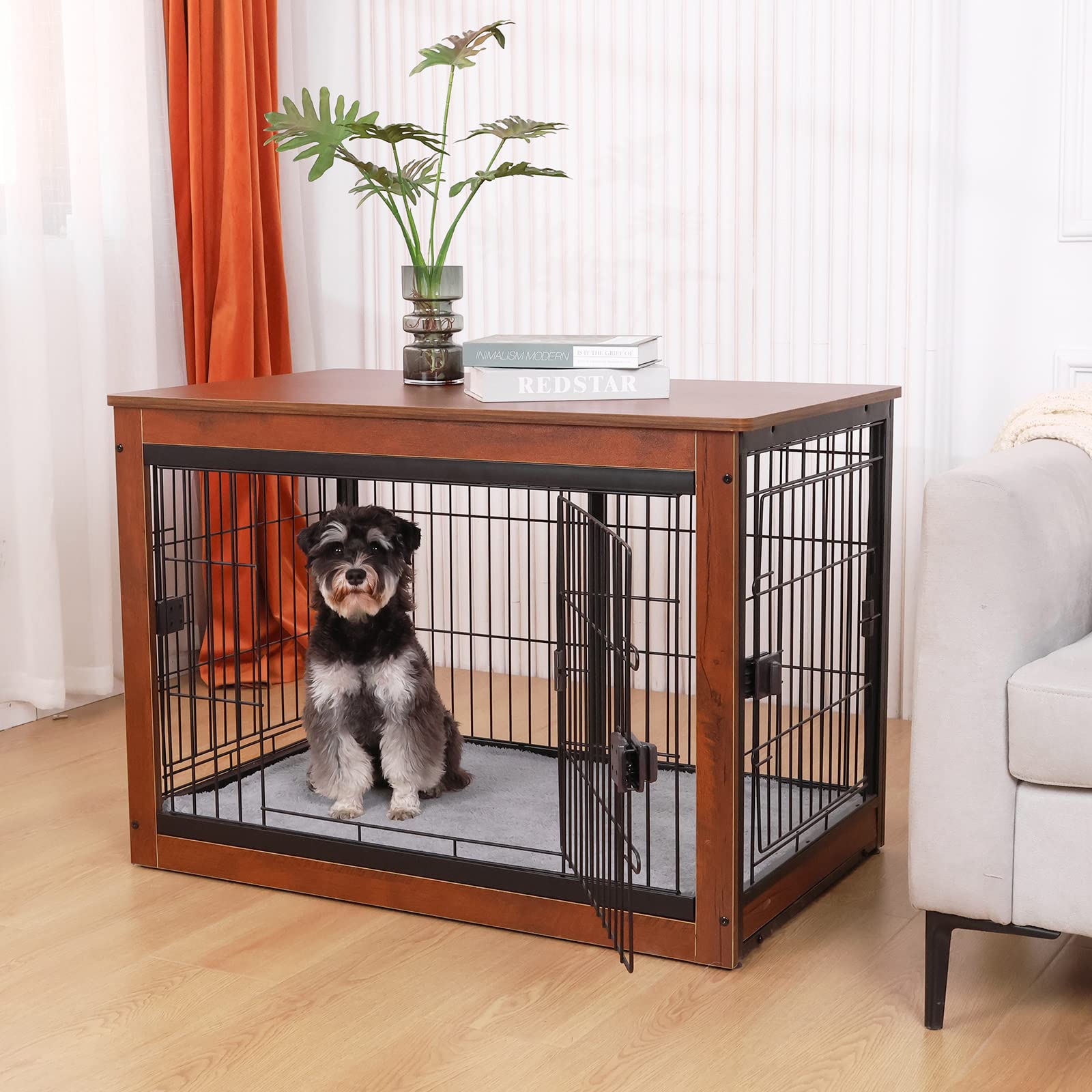 RYpetmia Dog Crate Furniture Style for Small Medium Pets, Wooden Dog cage Table, Heavy Duty, and Three Direction Doors - WoodArtSupply