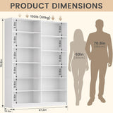 6 Tier Large Bookshelves, 70.8 Inch Tall Bookshelf and Bookcases for Living Room, Study Room, Home Office Library，White Bookcase with 12 Open Shelves. Odeekea