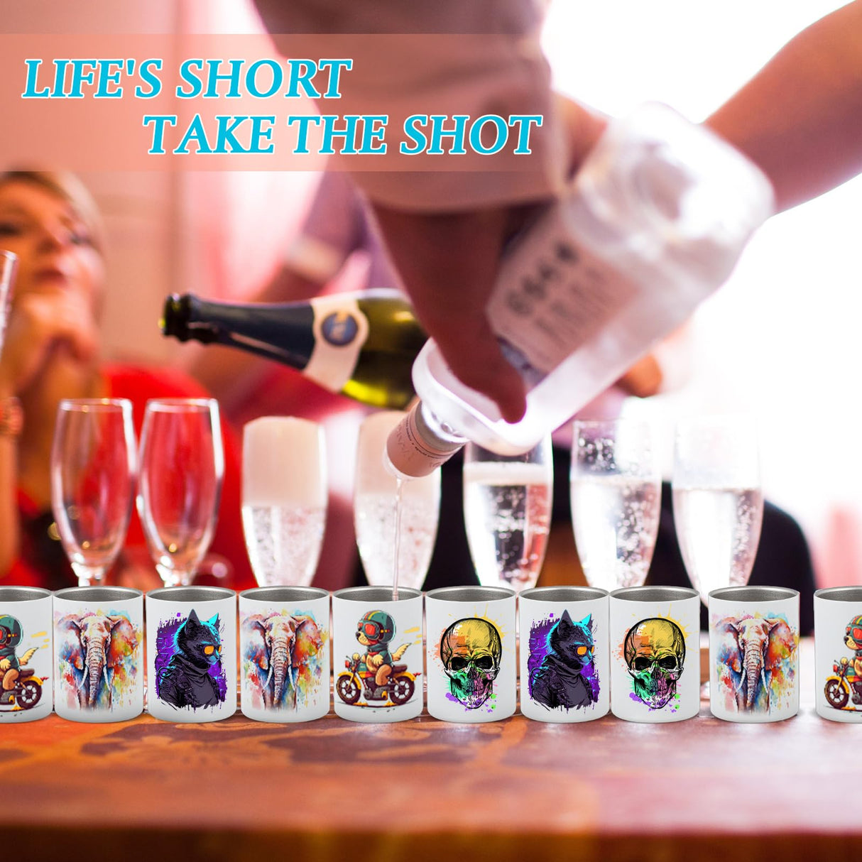 Ninehaoou 12 Set 3oz Sublimation Shot Glasses Blank Mini Tumbler Shot Glass with Straw and Lid Stainless Steel Cups with Heat Transfer for Spirits Lovers Birthday Christmas Gift(White) Ninehaoou