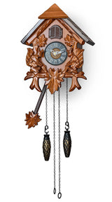 TIMEGEAR Cuckoo Wall Clock with Night Mode in Traditional German Style with Carved Squirrels (Cherry) TIMEGEAR