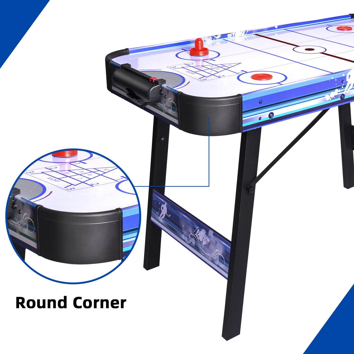 48" Air Hockey Game Table, Powered Ice Hockey Game Table Combines Bowling and Shuffleboard, Arcade Games Machines for Home with Round Corner Hyner