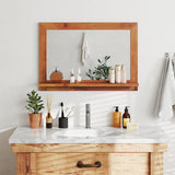 Tangkula Farmhouse Wall Mirror with Shelf, 27.5 x 20 Inch Rectangle Decorative Mirror with Teak Wood Frame, Wall Decoration for Bathroom Entryway Living Room Bedroom Tangkula