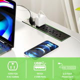 Unikito 55 Inch Reversible L-Shaped Desk with Power Outlets & Smart RGB LED Light - Elegant Corner Computer & Gaming Table in White Unikito