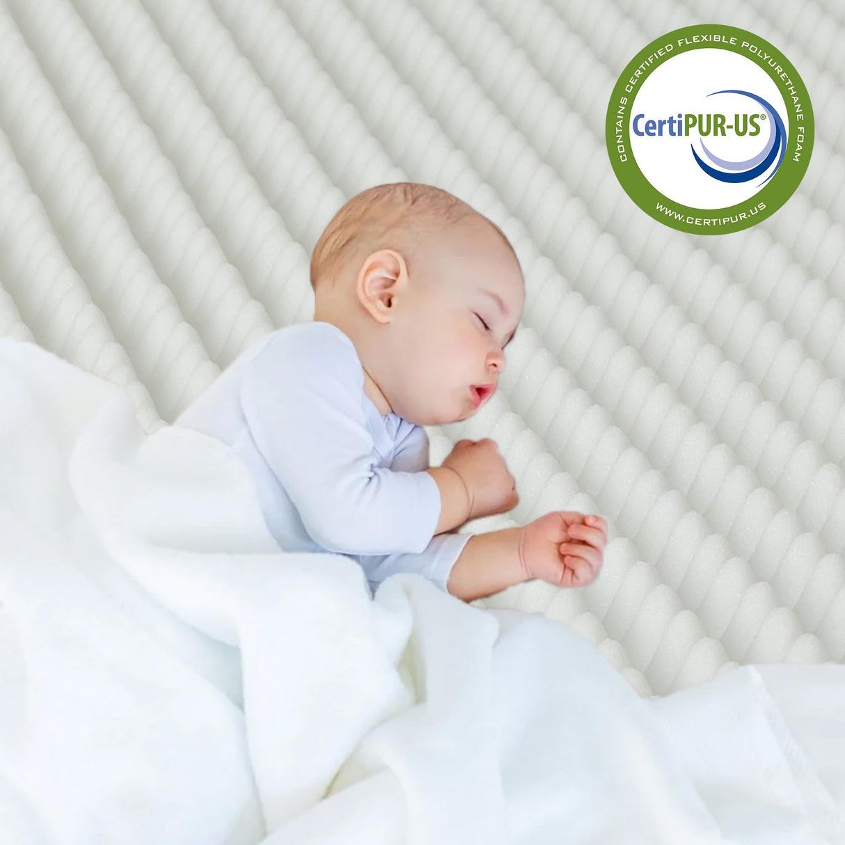 Greaton, 1-Inch Convoluted High Density Foam Mattress Topper, CertiPUR-US Certified for Superior Comfort and Support, Full, White Greaton