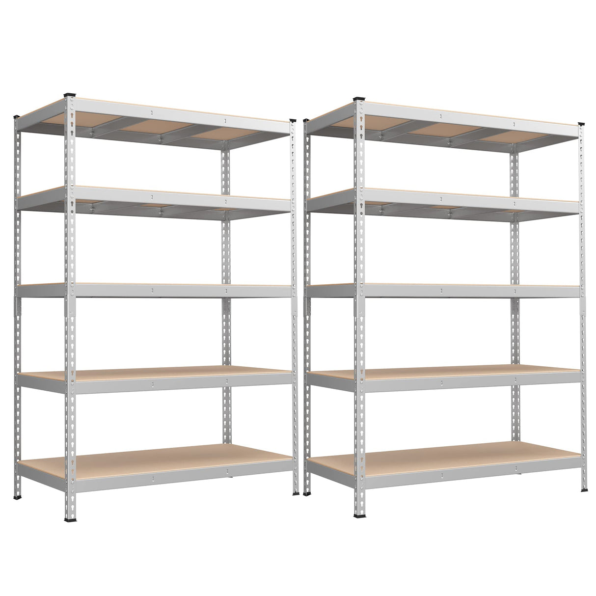 SONGMICS 5-Tier Storage Shelves, Set of 2 Garage Storage, Boltless Assembly, Adjustable Shelving Units, 23.6 x 47.2 x 70.9 Inches, Load 1929 lb Each, Shed Warehouse Basement, Silver UGLR600E02 SONGMICS