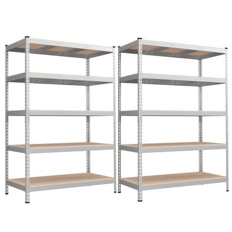 SONGMICS 5-Tier Storage Shelves, Set of 2 Garage Storage, Boltless Assembly, Adjustable Shelving Units, 23.6 x 47.2 x 70.9 Inches, Load 1929 lb Each, Shed Warehouse Basement, Silver UGLR600E02 SONGMICS