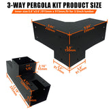 ITeVe.GD 3-Way Pergola Kit,3-Way Right Angle Corner & T-Shape Straight Pergola DIY Brackets for 4x4 (Actual:3.5"x3.5") Lumber for Patio Pergola,Log Cabin Gazebo W/Hardware - 6 Pack ITeVe.GD