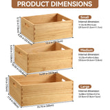 KIRIGEN Nesting Wood Crates with Handles Set of 3 - Farmhouse Decor Wooden Storage Containers/ Portable Rolling Tray Basket/ Crates Decorative Boxes Natural 3TH-NA KIRIGEN