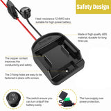 Ensayeer Power Wheel Adapter with Fuse & Switch, Secure Battery Adapter for 18V Lithium Battery, with 12 Gauge Wire, Good Power Convertor for DIY Ride On Truck, Robotics, RC Toys and Work Lights Ensayeer