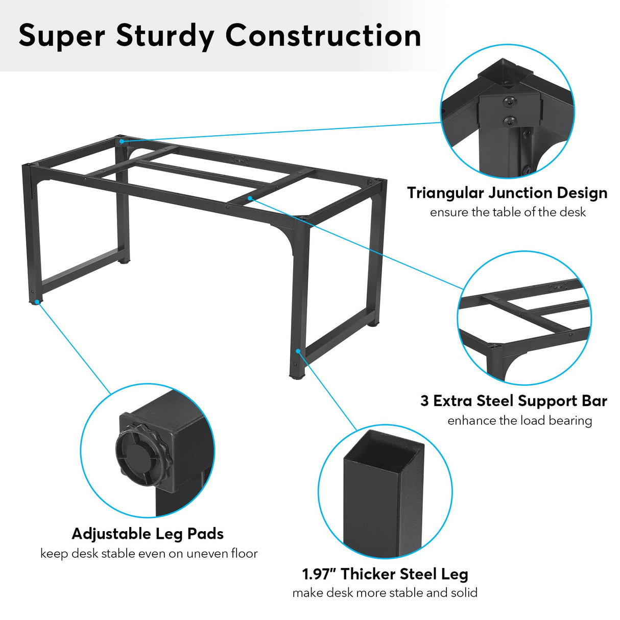 Tribesigns Modern Computer Desk, 63 x 31.5 inch Large Office Desk Computer Table Study Writing Desk Workstation for Home Office, Vintage Black Metal Frame Tribesigns