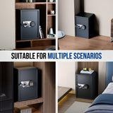 BlackSmith Large Home Safe Box 2.0 Cub Biometric Safe Fingerprint Recogntion Lock Box with Removable Shelf LED Light Fireproof Bag Wall Mount Cabinet Safe for Home Office Hotel, Black BlackSmith