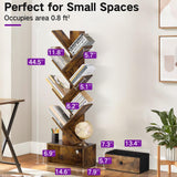 OUTONLIFE Tree Bookshelf with Drawer, 6 Tier Book Shelves, Narrow Floor Standing Bookcase, Corner Book Storage Rack for CDs/Movies/Books, Wood Bookshelves for Living Room, Home Office, Bedroom OUTONLIFE