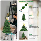 DUUDO Tabletop Premium Artificial 3Ft Small Mini Christmas Tree for Home, Office, Indoor and Outdoor Decor,Holiday Decoration,Easy Assembly Metal Hinges & Foldable Base.Green Tree DUUDO