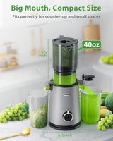 Cold Press Juicer, ECOSELF Slow Masticating Juicer with 4.35" Large Feed Chute Fit Whole Fruits & Vegetables, Self Feeding for Juice Extractor Machine, Easy to Clean and Assemble, High Juice Yield ECOSELF