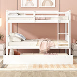 Bellemave Twin Over Twin Bunk Bed with Trundle,Convertible Bunk Beds with Ladder & Safety Guardrails,Twin Size Bunk Beds for Kids Girls Boys,White Bellemave