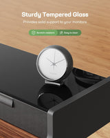 Marsail Electric Standing Desk with Drawers, 48 x 24 Inch Stand Up Desk with Glass Monitor Stand, Height Adjustable Desk with Drawers for Home & Office, 4 Preset Heights, Black Walnut Marsail