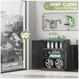 SUNCROWN Metal Storage Cabinets, 36”Locking Cabinet with Doors and Adjustable Shelves, Steel Utility Tool Garage Cabinets for Home, Office, Kitchen,Warehouse, Black SUNCROWN