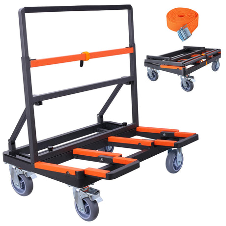Upgrade Folding Drywall Cart Heavy Duty,Drywall Dolly Load 2200 lbs Capacity,Panel Cart with Extended Large Deck,Panel Dolly Handling Plywood Sheetrock Glass and Windows Service Cart YANGTZE