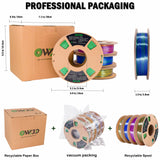 PLA Filament 1.75mm, Tri-Colors 3D Printer Filament, Rainbow PLA Filament Bundle, Coextrusion 3D Filament with Silk PLA Color Change, 3D Printing Filament +/-0.02mm, 200g X 4 Spool OVVNYXE