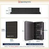 Keonjinn Black Medicine Cabinet 17 x 25 Inch, Heavy & Solid Bathroom Medicine Cabinet with Mirror, Stainless Steel Framed, Adjustable Shelves, Recessed or Wall Mount, Bathroom Mirror with Storage Keonjinn