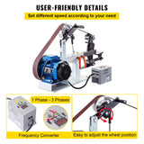 VEVOR 1500W 2HP Belt Sander Grinder, 2" x 82" Variable Speed Belt Grinder for Metalworking, 3-in-1 Belt Sander Polisher with 3 Grinding Moulds & Flat Platen Tool Rest for Knife Making VEVOR