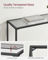 VASAGLE Entryway Table, Console Table, Tempered Glass Tabletop, Modern Sofa Table, Easy Assembly, with Adjustable Feet, for Living Room, Entryway, Ink Black and Slate Gray ULGT132B01 VASAGLE