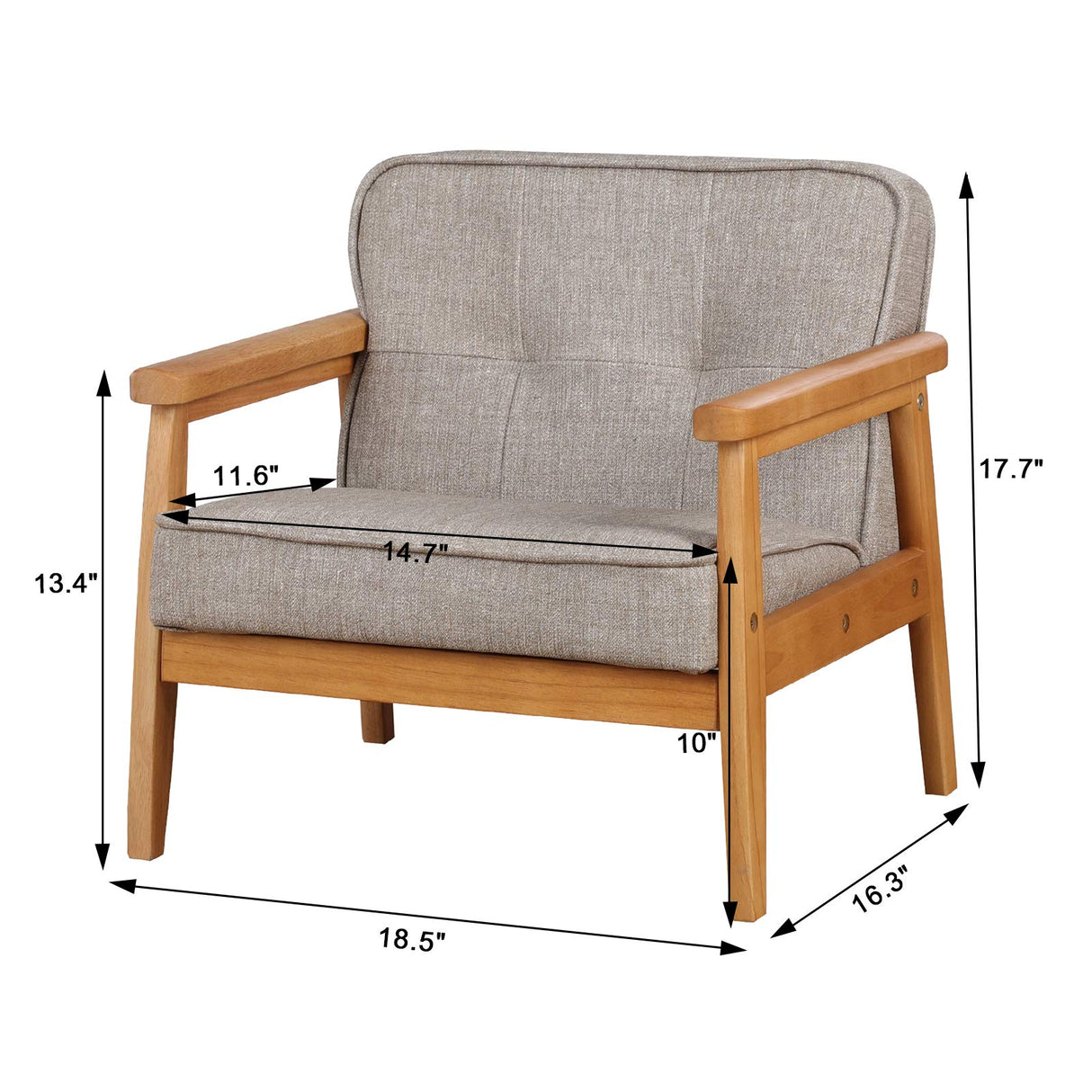 Kid Chair Sofa ,Upholstered Armrest Chair with Solid Wood Structure and Linen Fabric for Kids Gift ( Dark Grey,Light Grey) (Light Grey) BabyLand