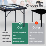 Queensell Folding Game Table with Double Sided Mat, Foldable Board Game Table for Mahjong, Domino, Poker, Puzzle, Card - 35 x 35 x 27 Inches with Storage Bag Queensell