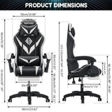 HOFFREE Gaming Chair with Massage and LED Lights Ergonomic Video Game Chairs with Footrest High Back Reclining Computer Chair with Adjustable Lumbar Support White and Black HOFFREE